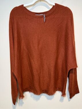 InCashmere 3/4 Sleeve Mini Fringe Pullover NWT with flaw!